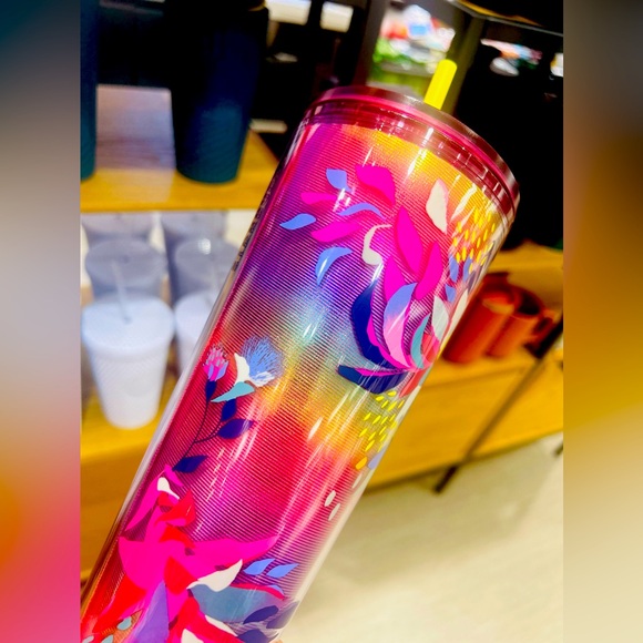 Starbucks Ombre Floral Cold Tumbler Rainbow Iridescent Venti Cup 24oz NWT 2024 - Picture 9 of 12